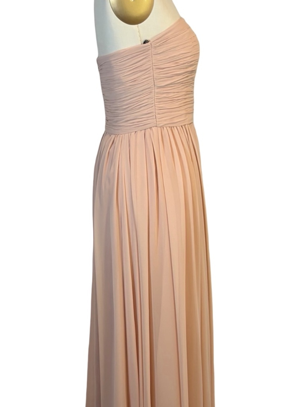 Vera Wang Blush Tone Strapless Gown Dress - Rouched Details Formal Prom Size 4 - Picture 3 of 9